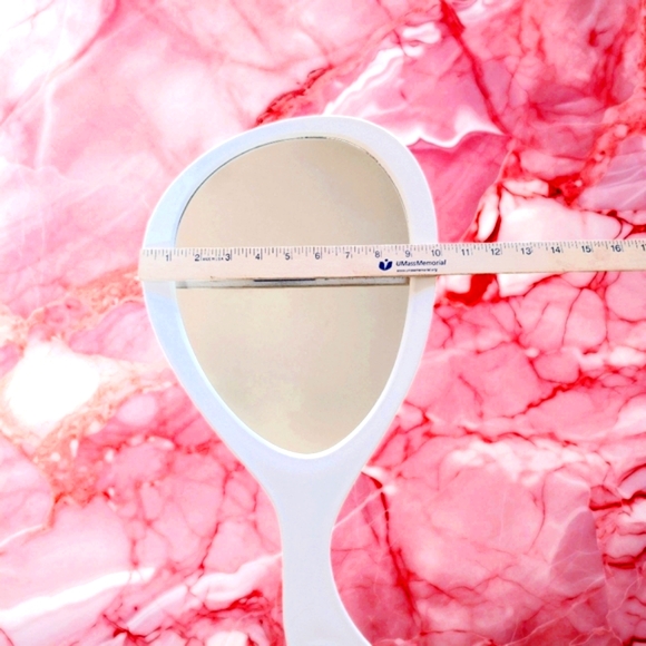 Oversized Vanity Mirror New in Box Contoured Handle White Plastic Frame - Picture 5 of 12